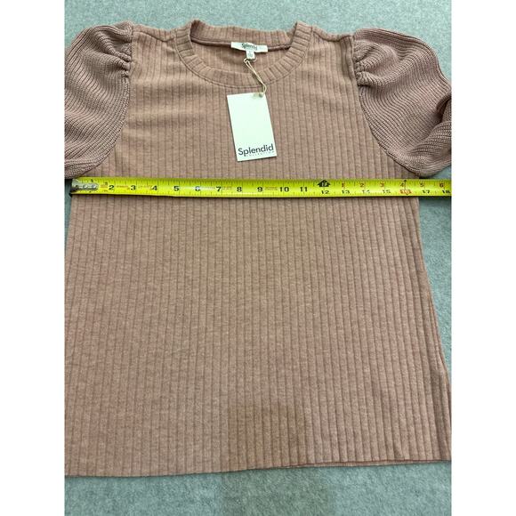 NWT Splendid London Ribbed Puff Sleeve Sweater – Blush Pink, Size Small - Picture 8 of 8